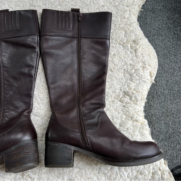 Tara M Brown Leather DIDI Faux Fur Interior Block Heel Rounded Toe Boots Sz 9 - Picture 3 of 14